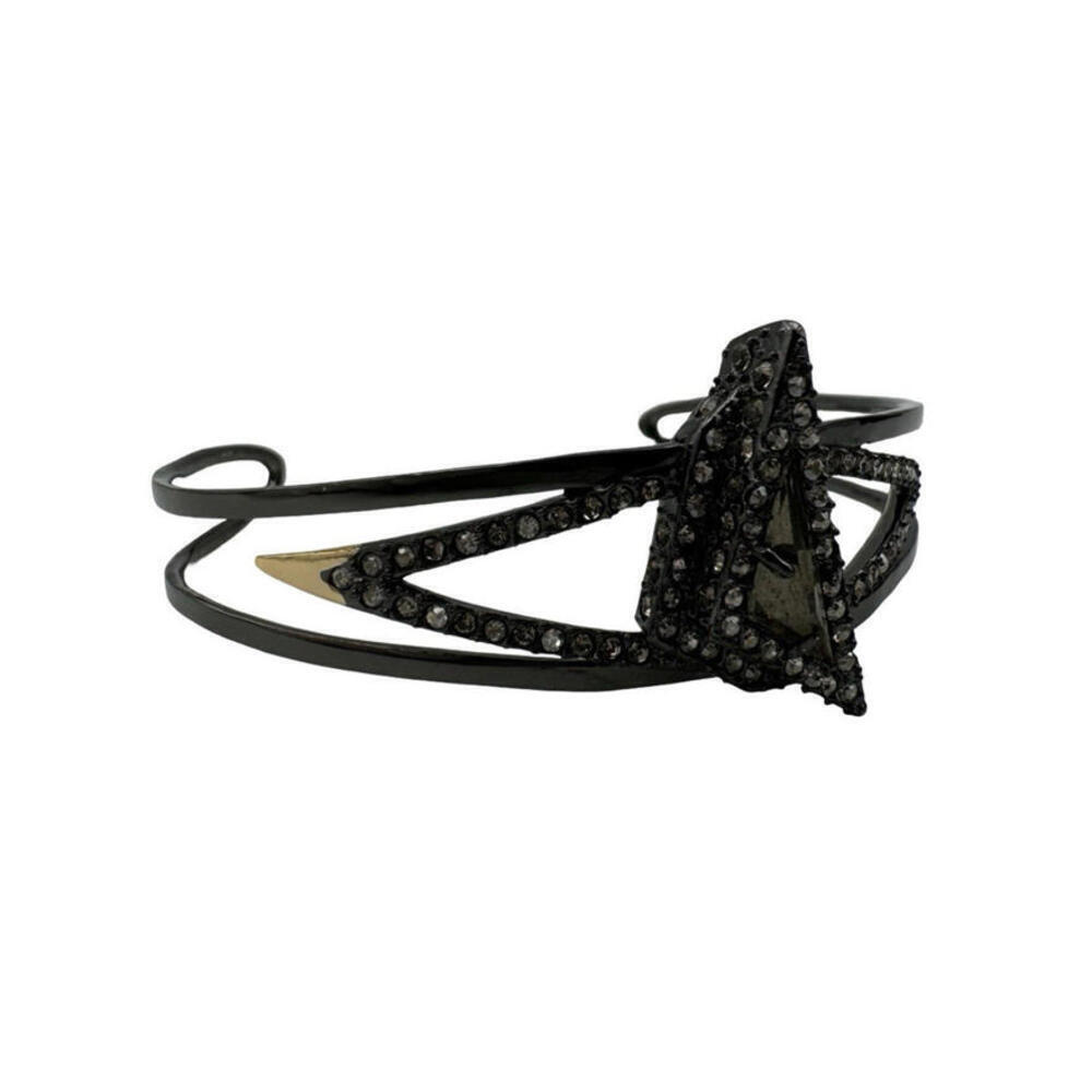 Alexis Bittar Pyramid Gun Metal Lucite Cuff Bracelet Black